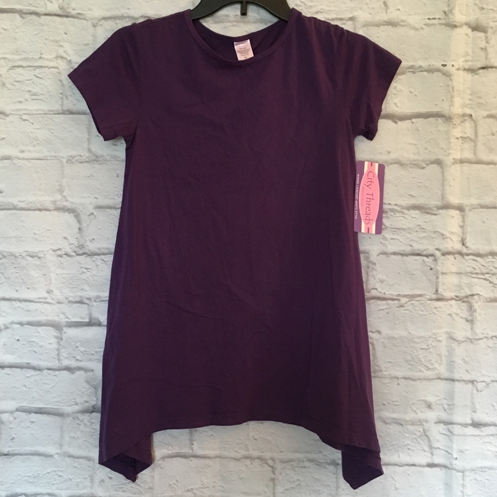 NWT City Threads purple shirt tunic Girls size 14